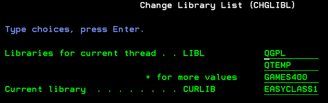 CHGLIBL, CHGLIBL in A00, CHGLIBL in IBMi, Change library List in AS400