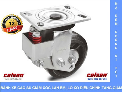 Bánh xe phi 200 lò xo giảm xóc Colson chịu tải 400kg | SB-8509-648 www.banhxedayhang.net