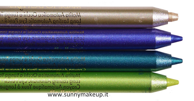 Swatch Pupa - Coral Island. Made To Last Eyes. 203 Shiny Gold, 402 Cobalt Blue, 502 Emerald Bay, 503 Exotic Green.