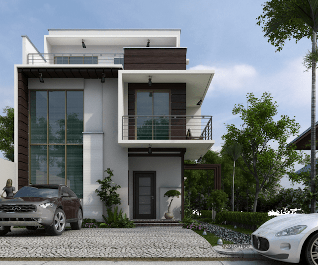 Desain rumah mewah minimalis modern 2 lantai