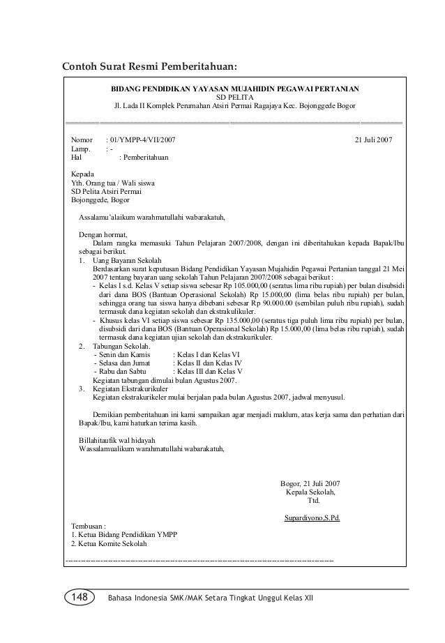 Pengertian Surat Resmi, Ciri-ciri Surat Resmi, dan Contoh 