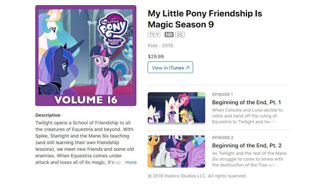 Temporada 9 de MLP en ¡Tunes