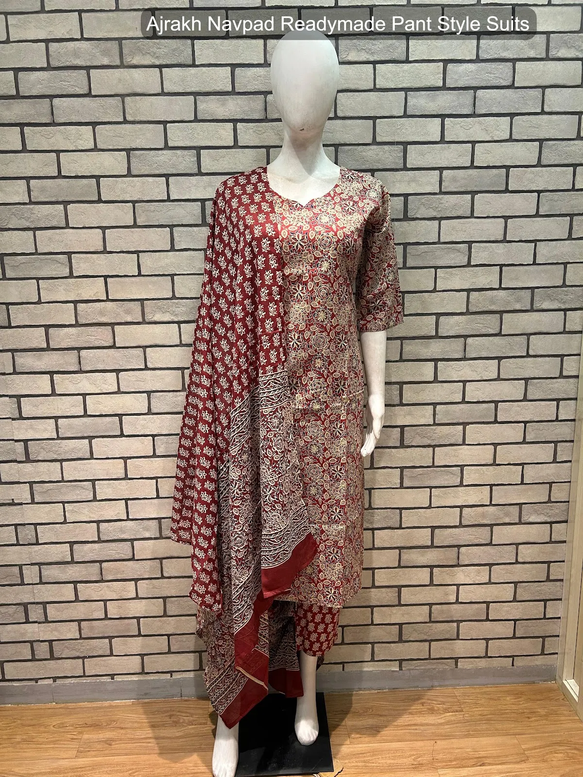 Ajrakh Navpad Cotton Readymade Pant Style Suits