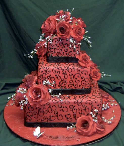 red wedding cakes pictures
