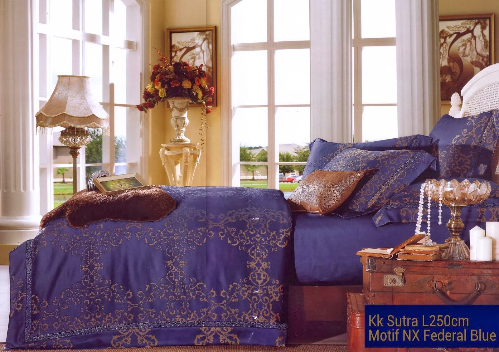 Sprei King Koil Sutra Motif Federal Blue