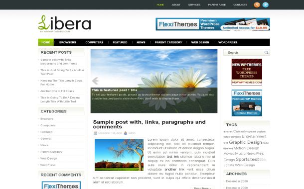 Free Wordpress Green Nature Web 2.0 Theme