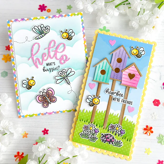 Sunny Studio Stamps: Garden Critters & Build-A-Birdhouse Friendship Cards by Leanne West