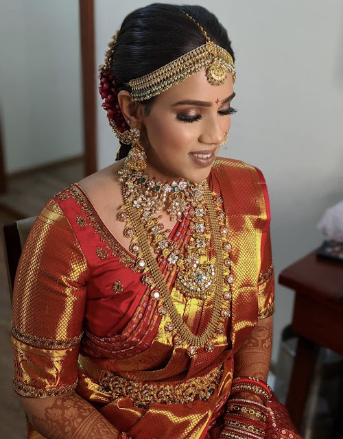 Bride in Flat Diamond Long Chain Jhumkas