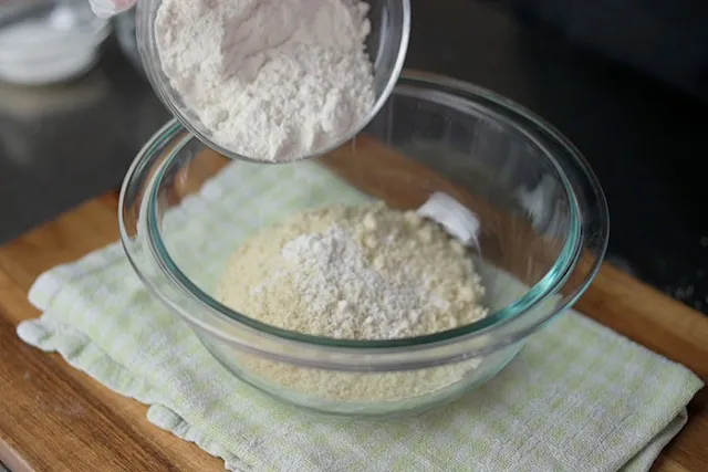 Mix flour and almond meal