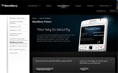 Aplikasi Web BlackBerry Protect