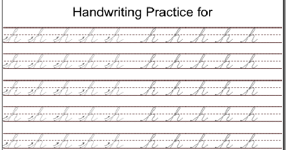 kindergarten worksheets lowercase cursive letter h