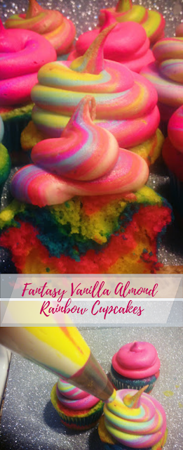 Fantasy Vanilla Almond Rainbow Cupcakes