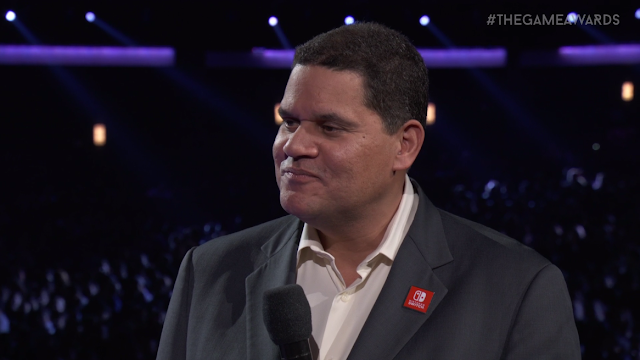 The Game Awards 2017 Reggie Fils-Aime Nintendo Switch pin smug face