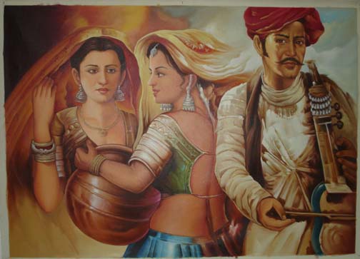 Rajasthani Girls Art Paintings 6