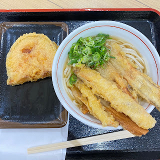 ごぼ天うどんとかぼちゃの天ぷら