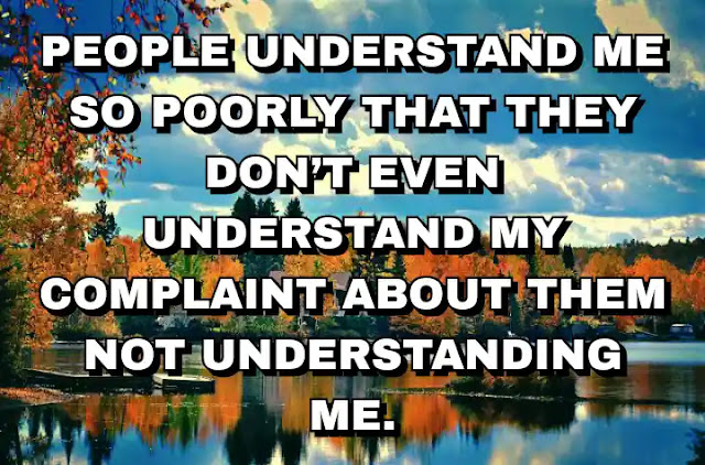 People understand me so poorly that they don’t even understand my complaint about them not understanding me.