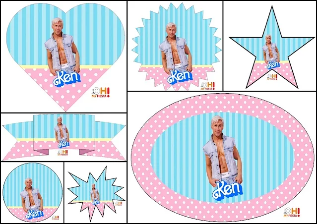 Ken, Barbie the Movie: Free Printable Cupcake Toppers.