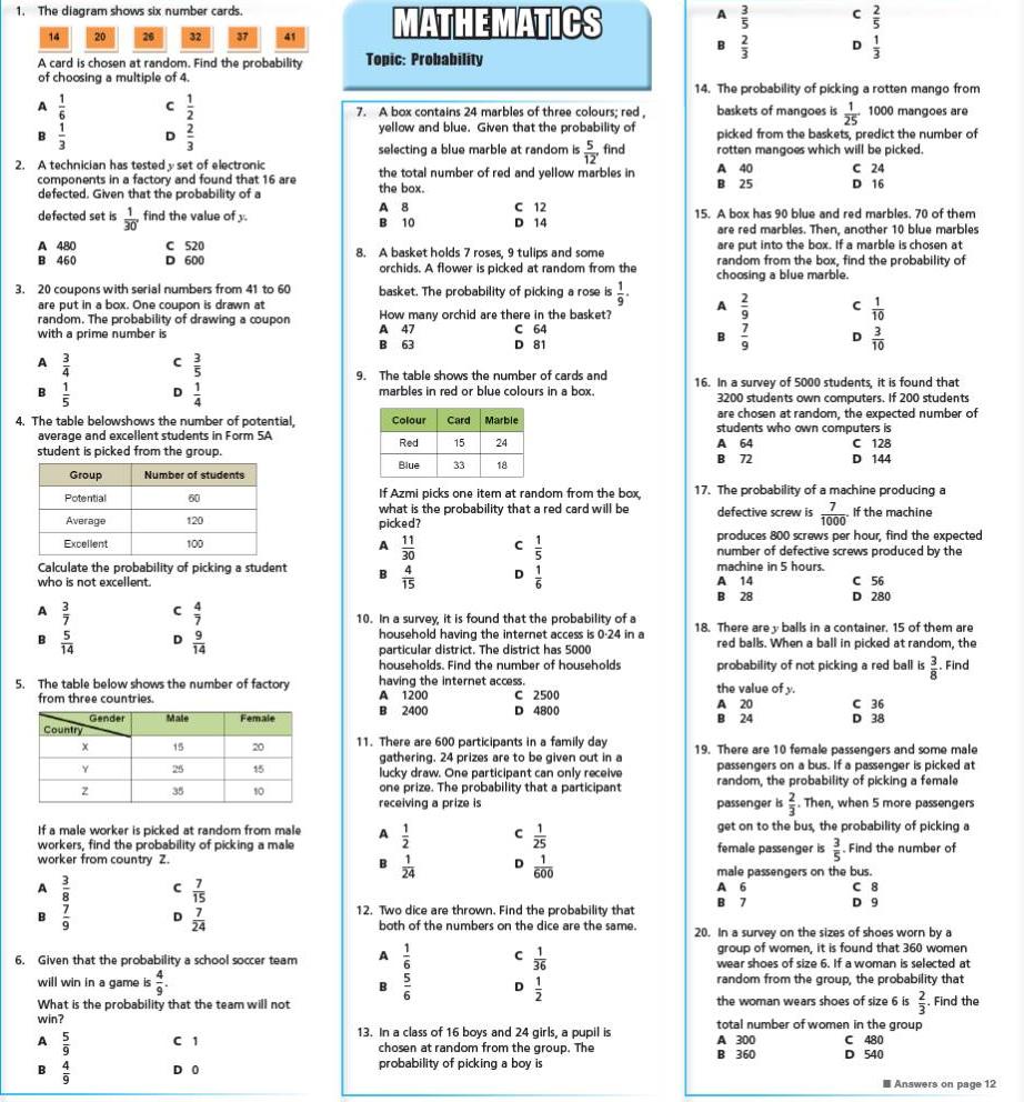 Koleksi soalan: Matematik SPM