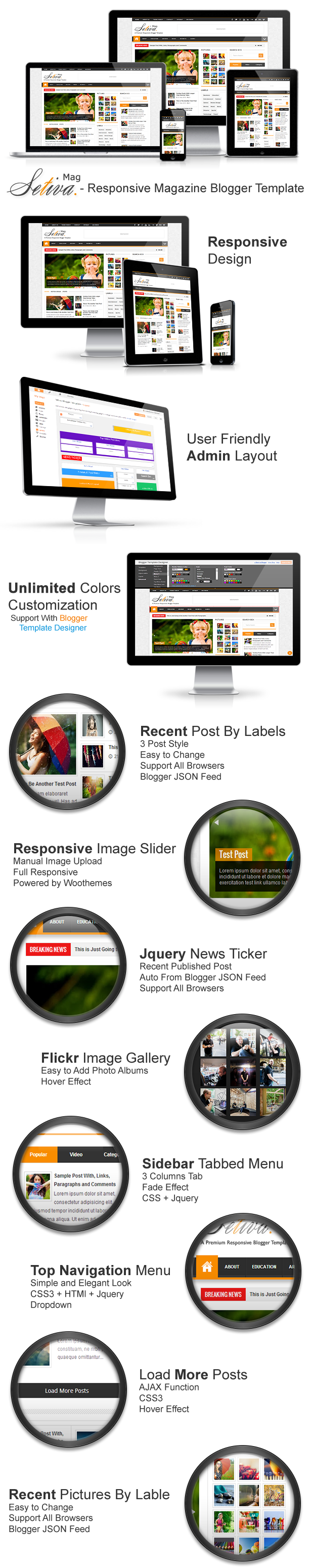 Setiva Blogger Template Features