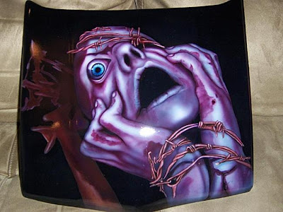 Chicago Custom Airbrush in Car Hood by Voodoo