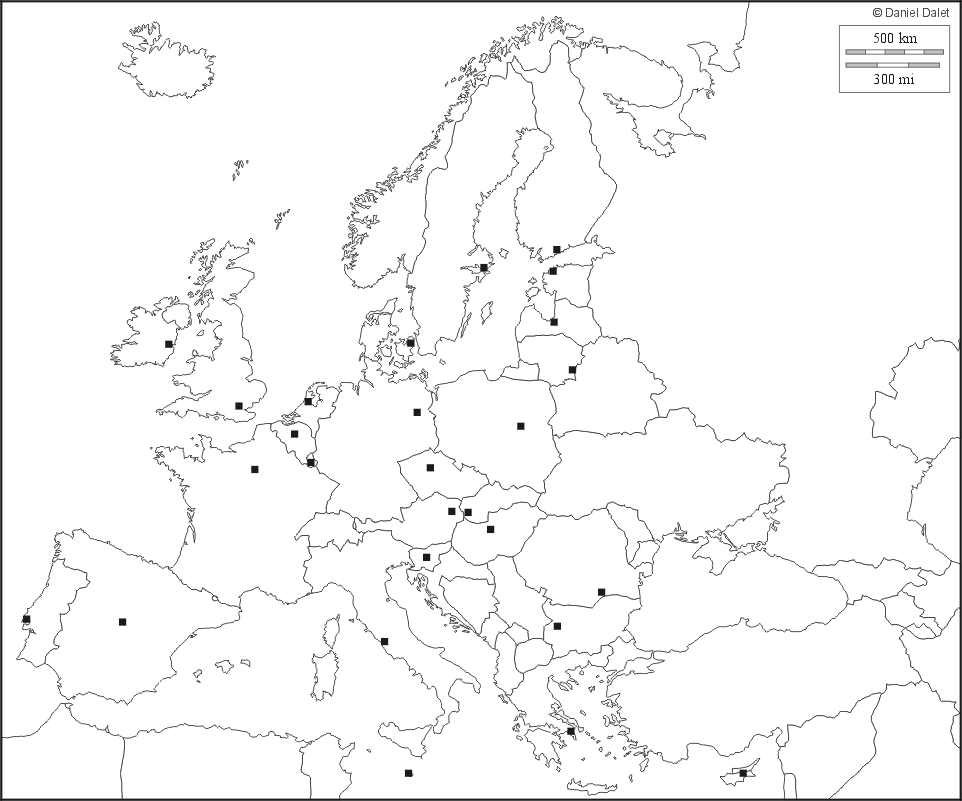 Carte Vierge Politique De L'europe Et L'union Européenne