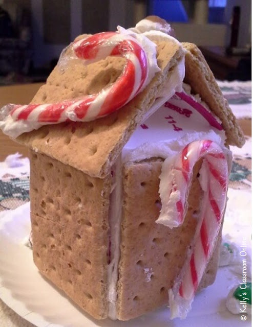 Learn how to make little gingerbread houses out of milk cartons, graham crackers, royal icing, and holiday candies. Perfect for your class's Christmas parties!  #kellysclassroomonline