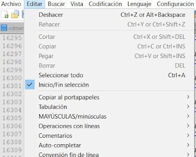 Seleccionar hasta el cursor con Notepad++