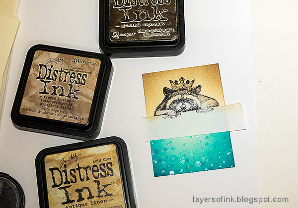 Layers of ink - Curiosities Grunge Artist Trading Cards Tutorial by Anna-Karin Evaldsson. Add more ink.