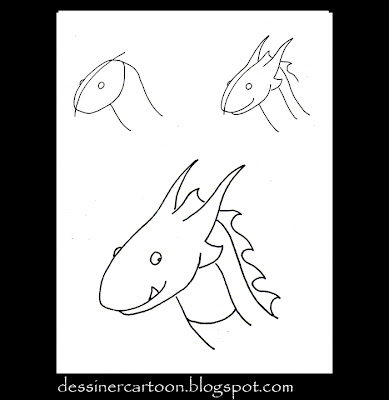 Learn how to draw a cute dragon cartoon face with this 3 step by step 