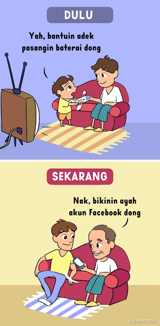 11 Meme Ilustrasi 'Dulu VS Sekarang' Ini Buktikan Gaya Hidup Berubah Drastis