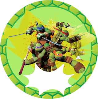 Toppers o Etiquetas de Tortugas Ninja para imprimir gratis.