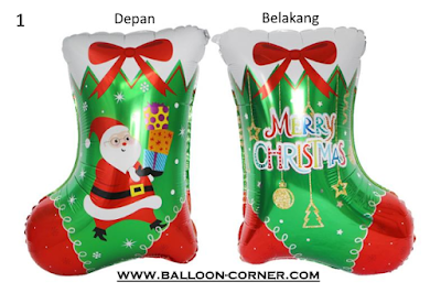 Balon Foil Kaos Kaki Merry Christmas