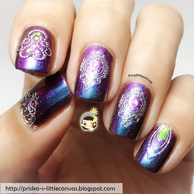 Nails by @mylittlecanvas: ILNP Peace with decorative nail stickers