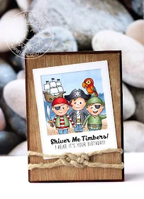 Sunny Studio Stamps: Pirate Pals Polaroid Pirate Scene Birthday Card by Karin Åkesdotter 