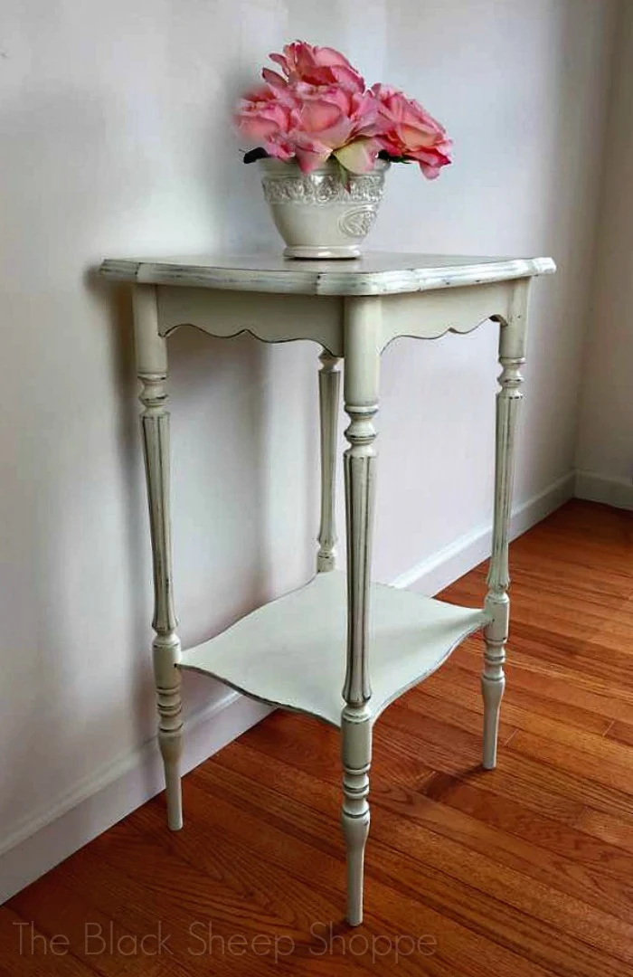 Side table painted in Old White (Annie Sloan Chalk Paint).