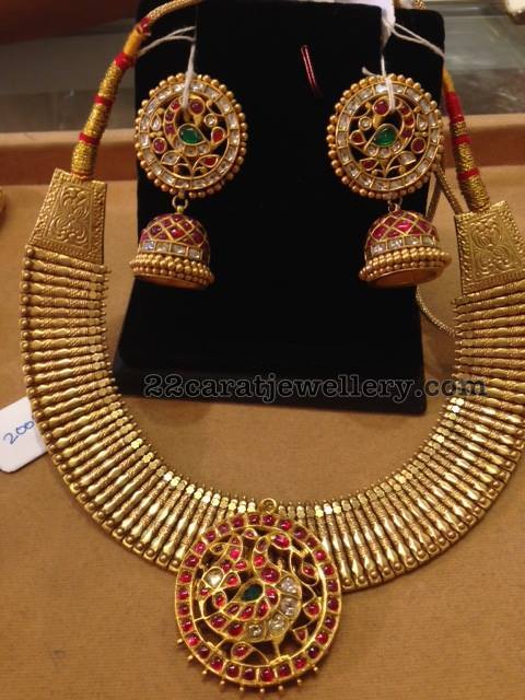 Heavy Choker with Kundan Jhumkas