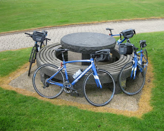 Bicycles encircling a picnic table, Ballycastle, Northern Ireland