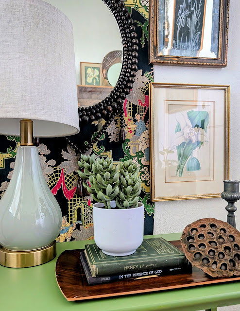 A Curated Vignette Inspired by a Vintage Barkcloth Panel