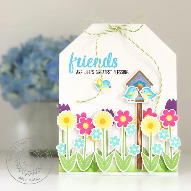 Sunny Studio Stamps: Friends & Family and A Bird's Life Friendship Card by Amy Yang