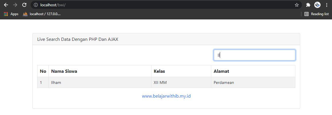 Live Search Data Dengan PHP Dan AJAX