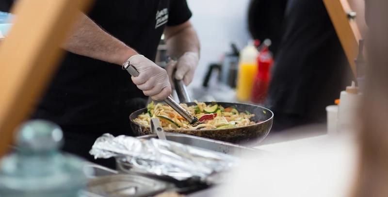 Food cooking in a wok