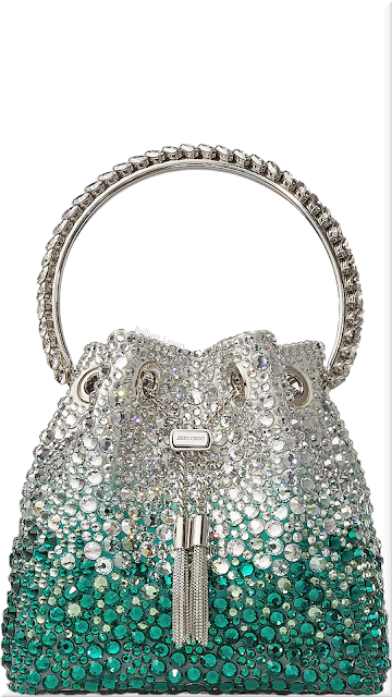 ♦Emerald green Jimmy Choo Bon Bon bag with Swarovski crystals #brilliantluxury