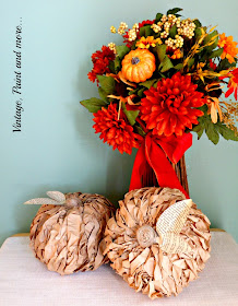 Vintage, Paint and more... dollar tree pumpkins recycled with brown paper lunch bags, book pages and twine