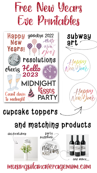 free printable 2022 New Years Eve decorations