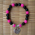 Healthy Jewelry - Natural Bead Gemstone Bracelet - Black Onyx and Pink Turquoise