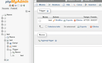 Come creare un trigger in mysql