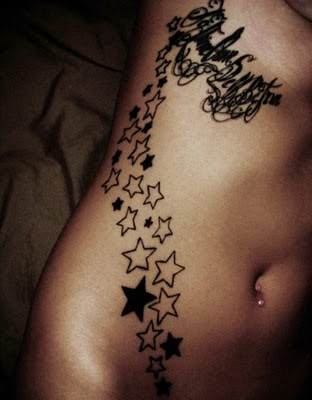 Star Tattoo Design on Side Girl 