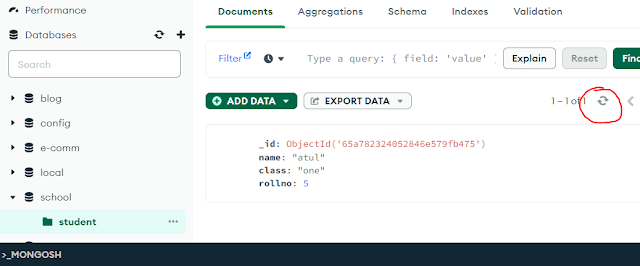 CRUD operation through Mongosh terminal in mongodb