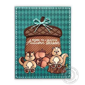 Sunny Studio Stamps: Nutty For You Shaker Card (using Beautiful Autumns, Woodsy Creatures & Comfy Creatures stamps).
