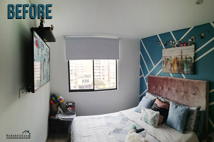 small apartment bedroom makeover in Bogota, Colombia